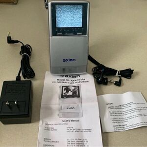 Axion 2.5” TFT Handheld LCD Color TV Portable With Charger, Manual, & Headphones